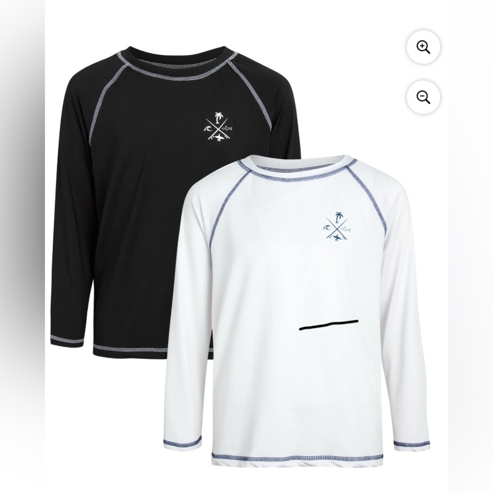 Quad Seven boys 2 pack long sleeve rash guard swim shirts; size: 16/18